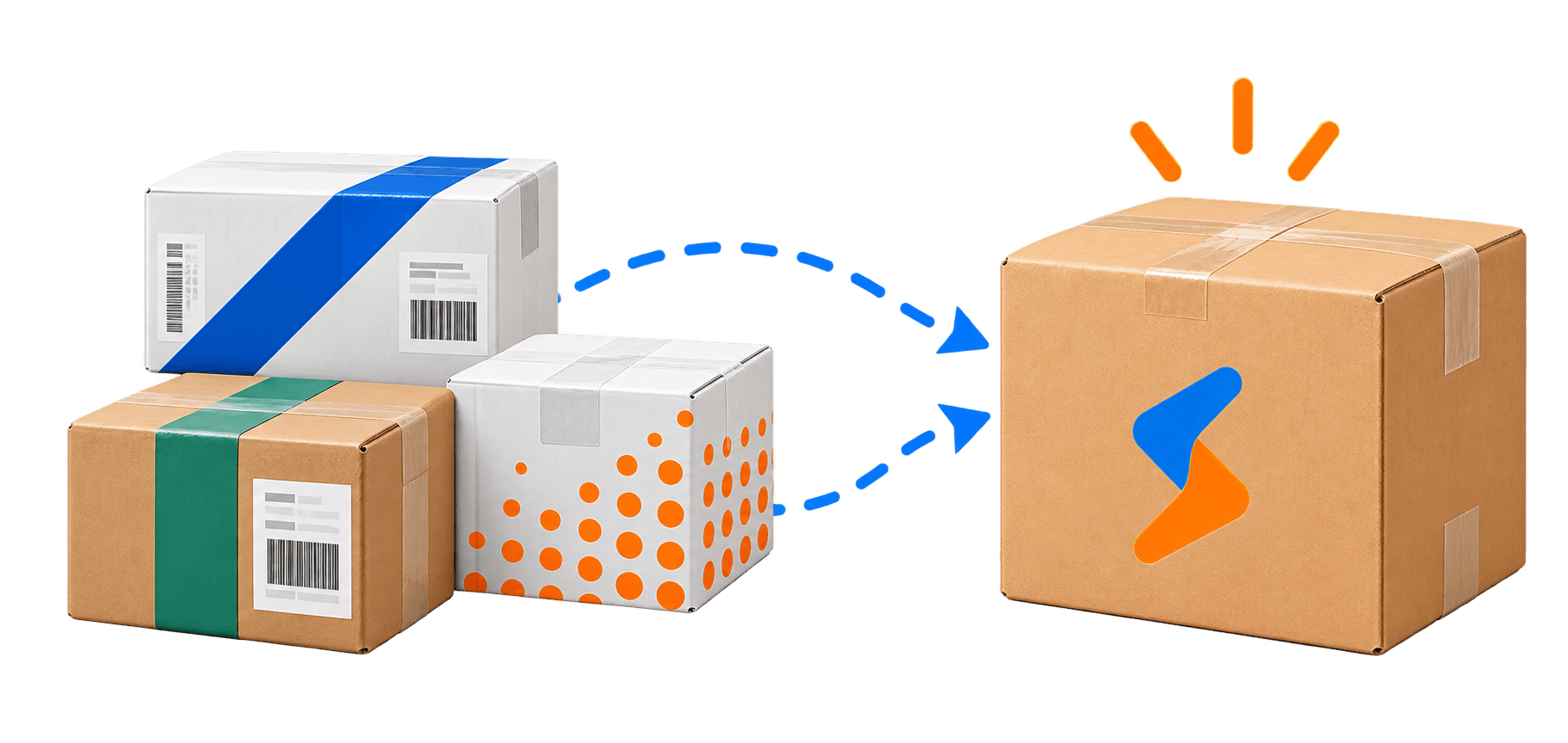 Three different store parcels combined into one Shippyar parcel